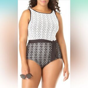 Anne Cole‎ | In First Lace High Neck Women’s One Piece Swimsuit Bathing Suit